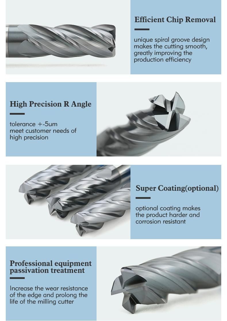 Bfl D6*R0.5/R1*D6*15*50-4f Tungsten Solid Carbide Milling Cutter Fresa End Mills Tialn Coated