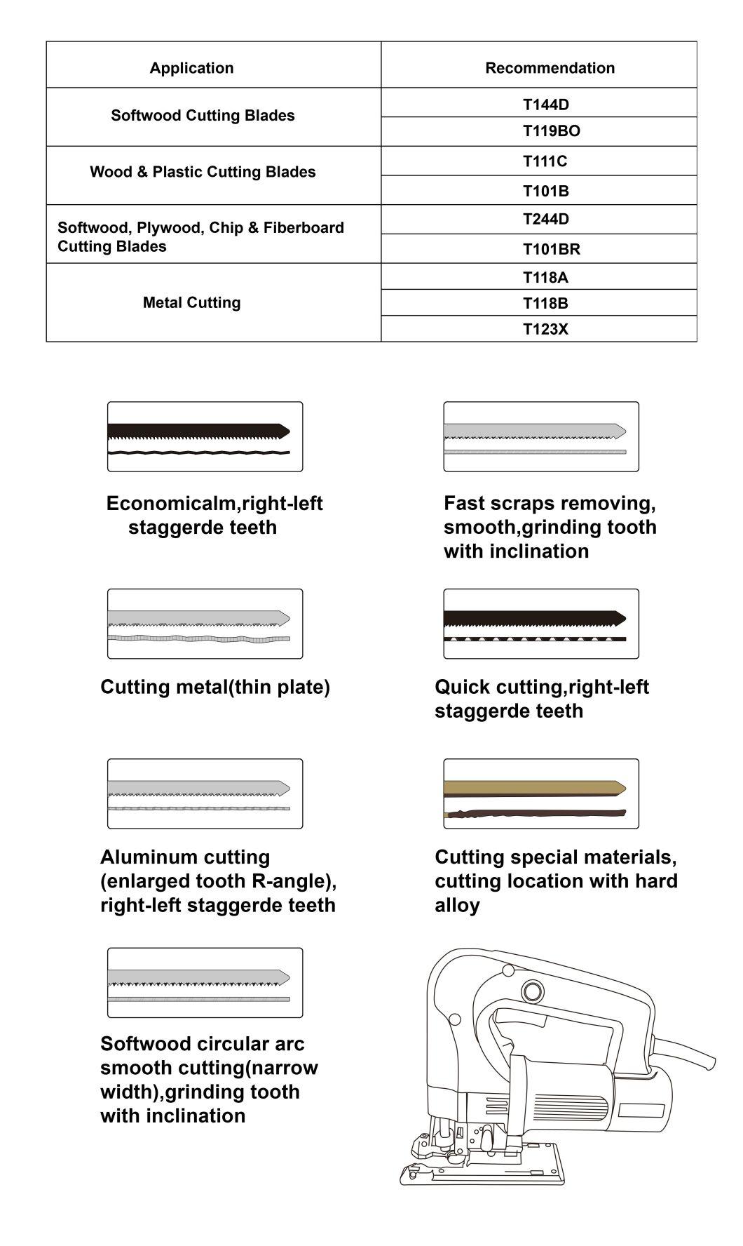 Sali T101B Wood Plastic Cutting Hcs Jig Saw Blades