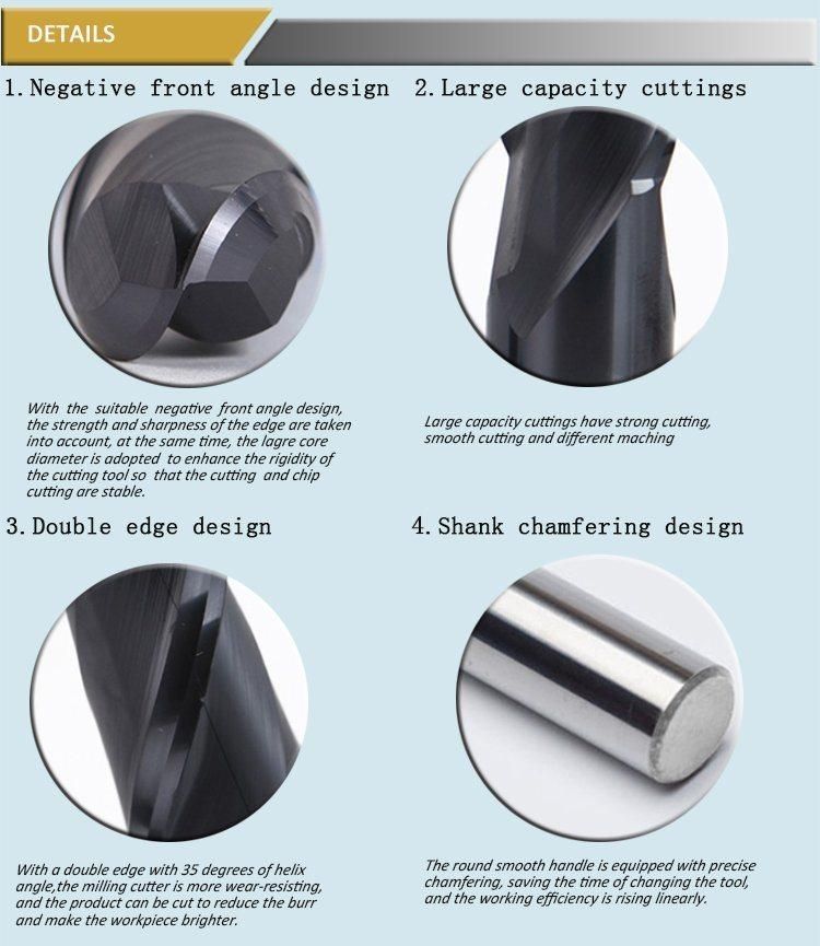 2 Flutes Carbide Ball Nose End Mill Cutters