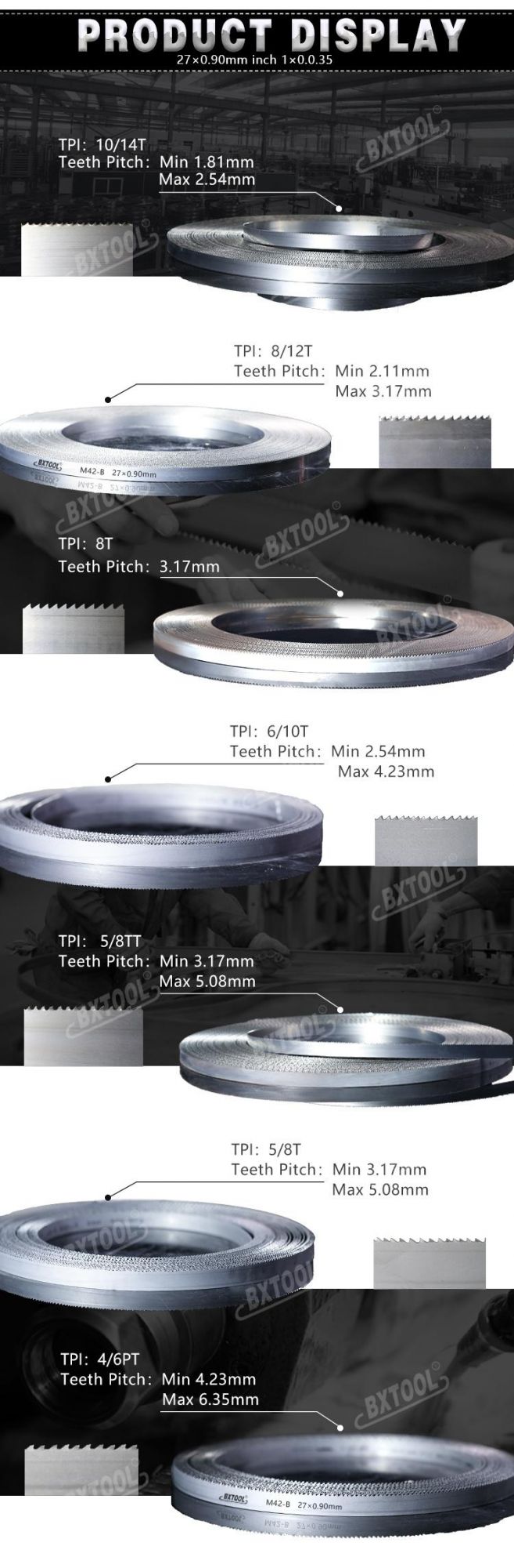 Bxtool High Quality M42 HSS Metal Carbon Cutting Band-Saw Blade for Band Sawing Machine