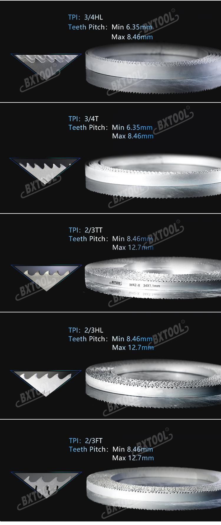 M42/X High Performance Sawing Bimetal Band Saw Blade for Cutting Metal 34*1.1mm Inch 1 1/4*0.042