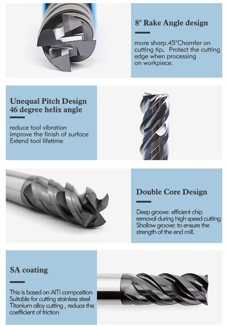 Bfl Solid Carbide New Design End Mills for Stainless Steel