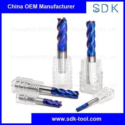 China Manufacture 4 Flute Solid Carbide Square End Mills HRC65 for Hardened Steel