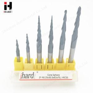 Ihardt HRC55 2 Flute Solid Carbide&#160; Taper Ball Nose End Mills&#160; Cutting Tools Milling Cutters