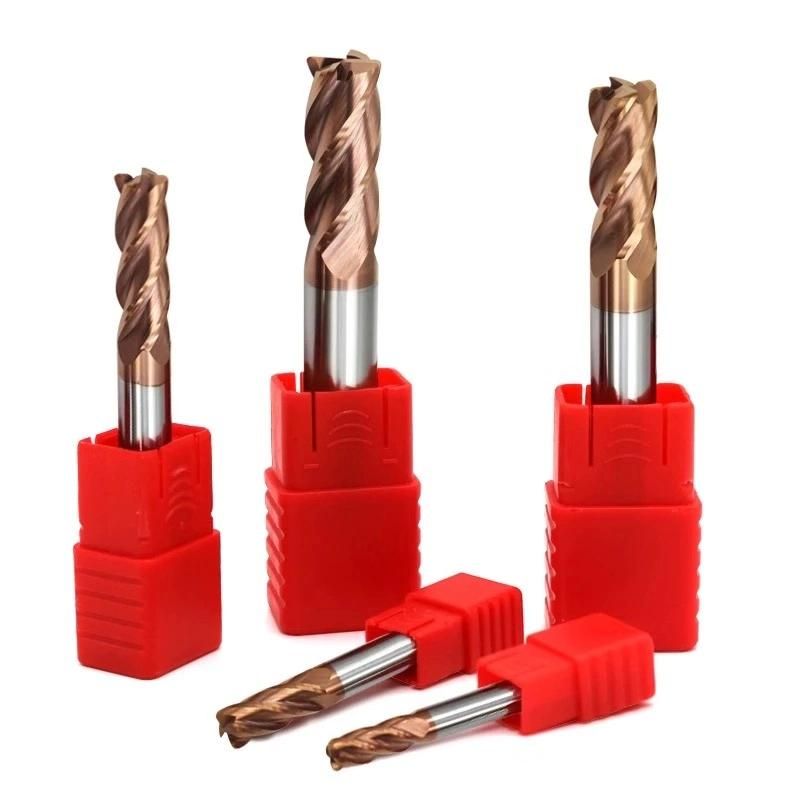 Obt Cutting Tools China Made Premium Altin Coated 4-20 mm Shank 3-50 mm Length of Cut 50-100 Overall Length 1-20 mm Diameter 4 Flute Solid Carbide End Mill