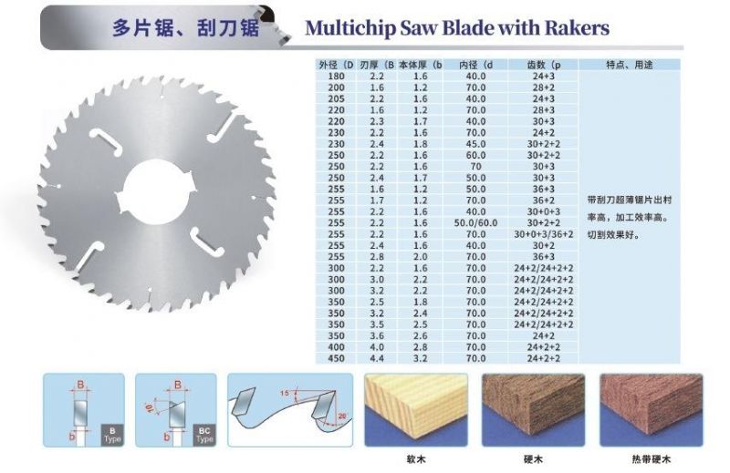 Tct Multichip Saw Blade with Rakers