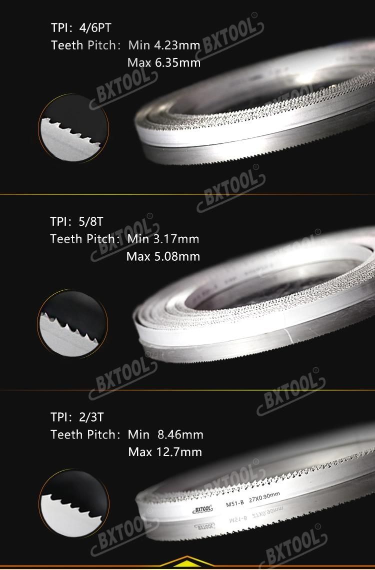 Bxtool-M51 Band Saw Blade for Cutting Hard Metal 27*0.90mm*3/4t Inch 1*0.035 Factory Price