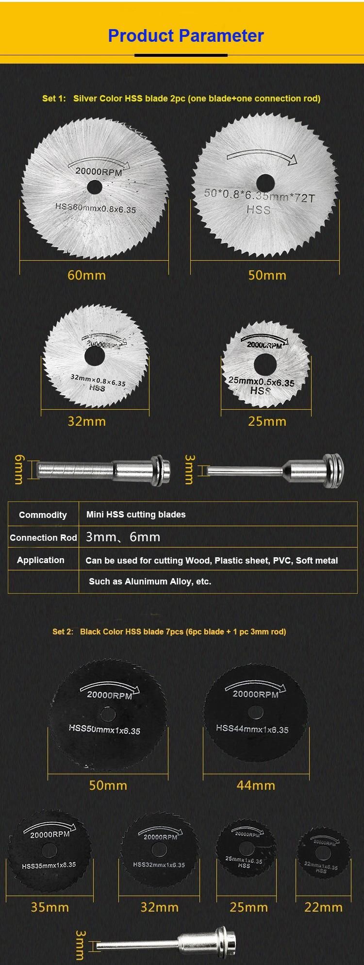 Sets HSS Saw Blades Dremel Rotary Tool Circular Saw Blade Mandrel -1/8" (3mm)