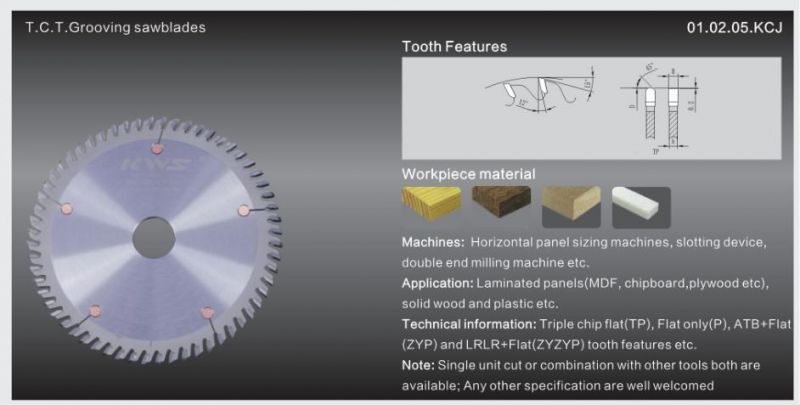 Kws Manufacturer 63mm Grooving Slotting Tct Woodworking Circular Saw Blade