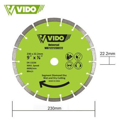 Factory Directly Vido 230mm 9inch Angle Grinder Ceramic Diamond Cutting Disc for Granite Ceramics Stone Cutting