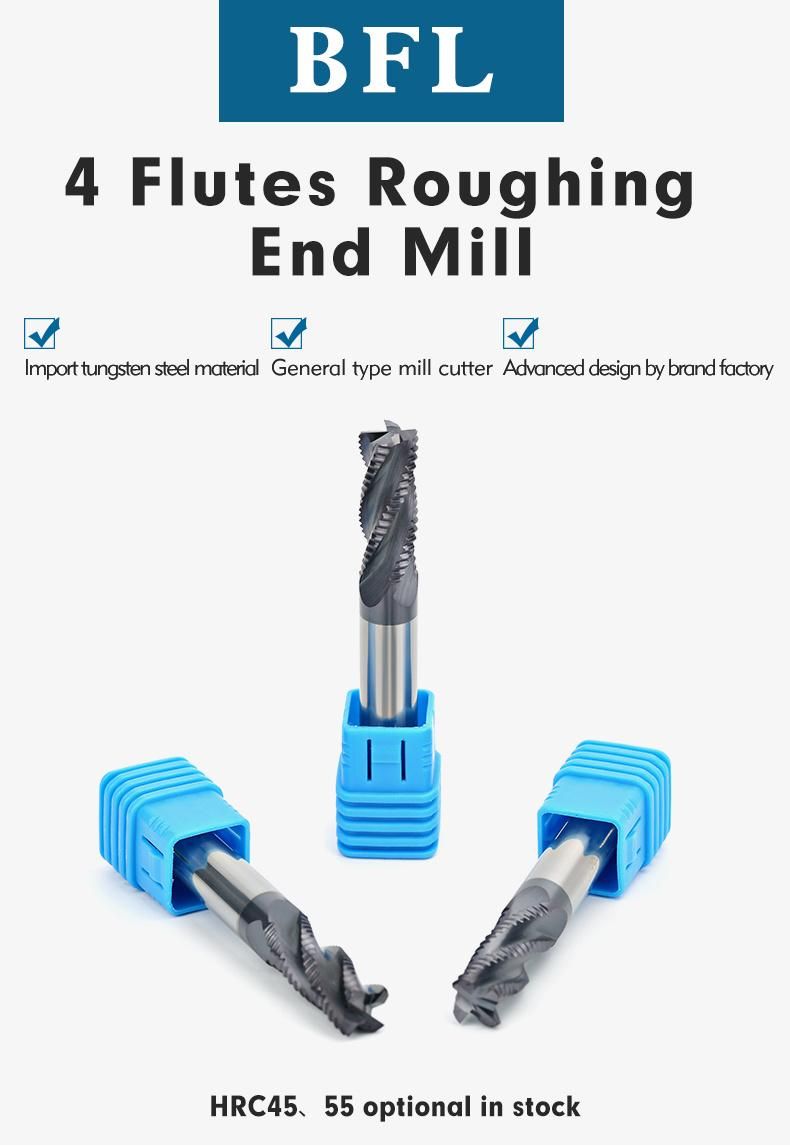 Bfl Carbide 4 Flutes Roughing Endmill HRC55 Altin- Coated