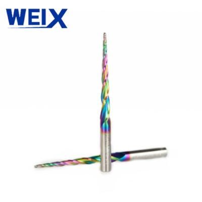 Weix New Rainbow Dlc Coating Taper Ball Nose End Mill Solid Carbide Milling Cutter