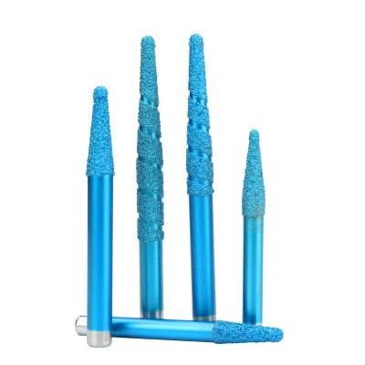 Hycnc 8 10 12 mm 1PC Granite Milling Cutter Marble Carving Tools CNC Router Stone Engraving Bits Tapered Slotted Brazing