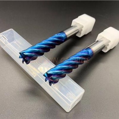 Gw Carbide-High Performance CNC Cutting Tool HRC 65 with Blue Nano Coating Solid Carbide 6 Flutes End Mill Milling Cutter