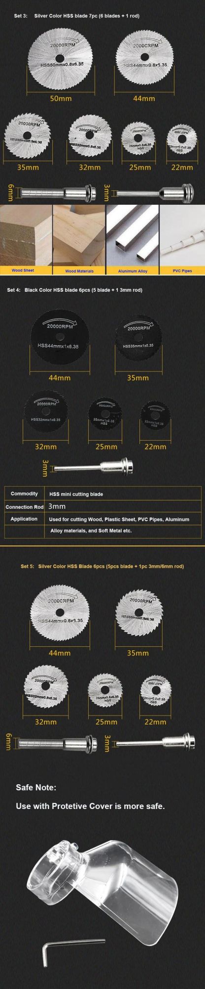 3PC. 2" X 100t X 3/8" HSS Blade for Mini High Speed Miter Cut off Saw