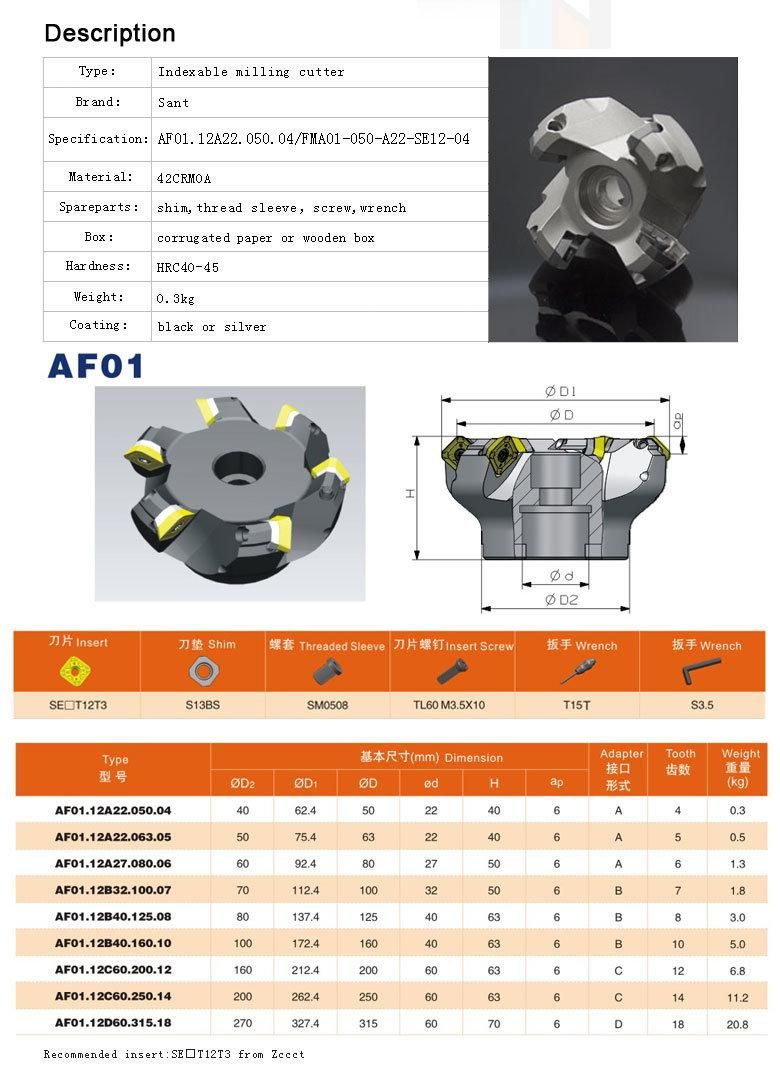 Factory Direct Sale Indexable Face Milling Cutter Tool