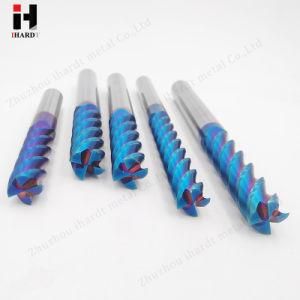 High Quality Naco Blue Coating 4 Flutes Carbide End Mill with Long Cutting Edge