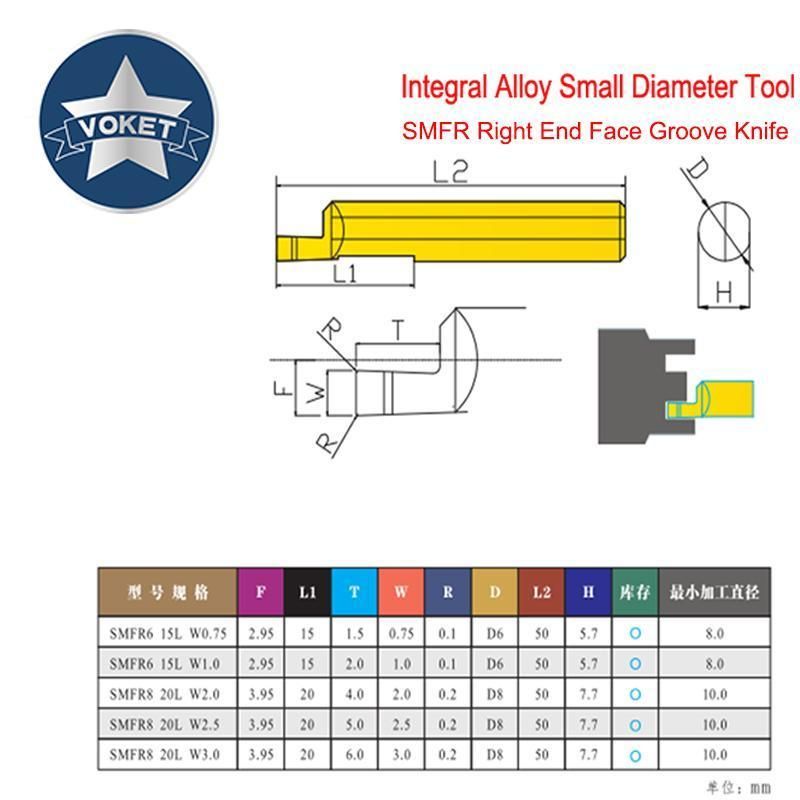 CNC Tungsten Steel Alloy Small Aperture Boring Tool Right End Face Groove Tool Smfr 6 8