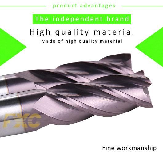 Solid Carbide HRC45 4 Flutes Carbide Square Milling Cutter for Steel