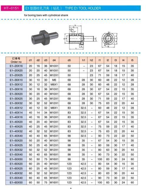 German Standard CNC Lathe Machine Vdi Boring Bar E1 25*16 Vdi Collet Chuck Er Collet