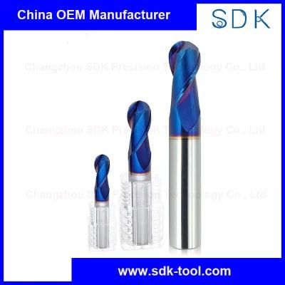 High Performance HRC65 Solid Carbide Standard Ball End Mills with Blue Nano Coating