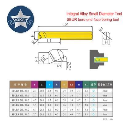CNC Tungsten Steel Alloy Small Aperture Boring Tool Inner Hole End Face Boring Tool Sbur 3 4 5 6 7 8