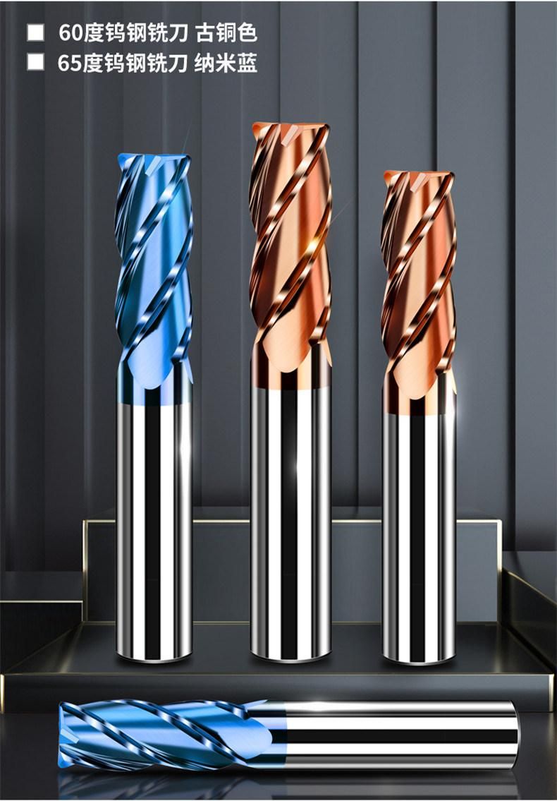 Coated Solid Carbide CNC Endmill for Steel, Stainless Steel, Non-Ferrous Metal Nano Coating Submicron Carbide Material