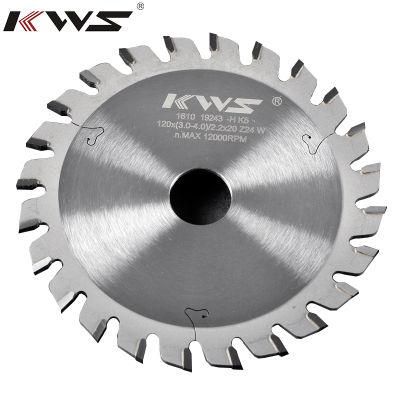 Kws Scoring Saw Blade 120*20*3.0-4.0*24t Hw Incisor Circular Saw Blade for Wood Composites