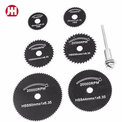 HSS Mini Circular Saw Blades Set of 7PCS with 1/8&quot; Straight Shank Mandrel