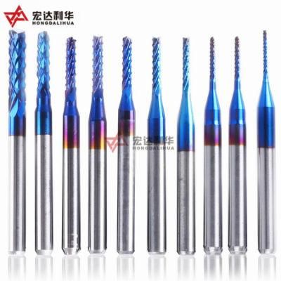 10PCS 0.8-3mm Blue Nano Coating Engraving Milling Cutter Carbide End Mill CNC Router Bits 1/8 Inch Shank