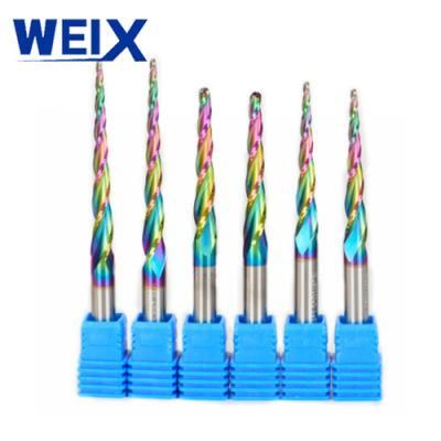 Weix New Design Taper Ball Nose End Mill Rainbow Dlc Coating Tapper Milling Cutter