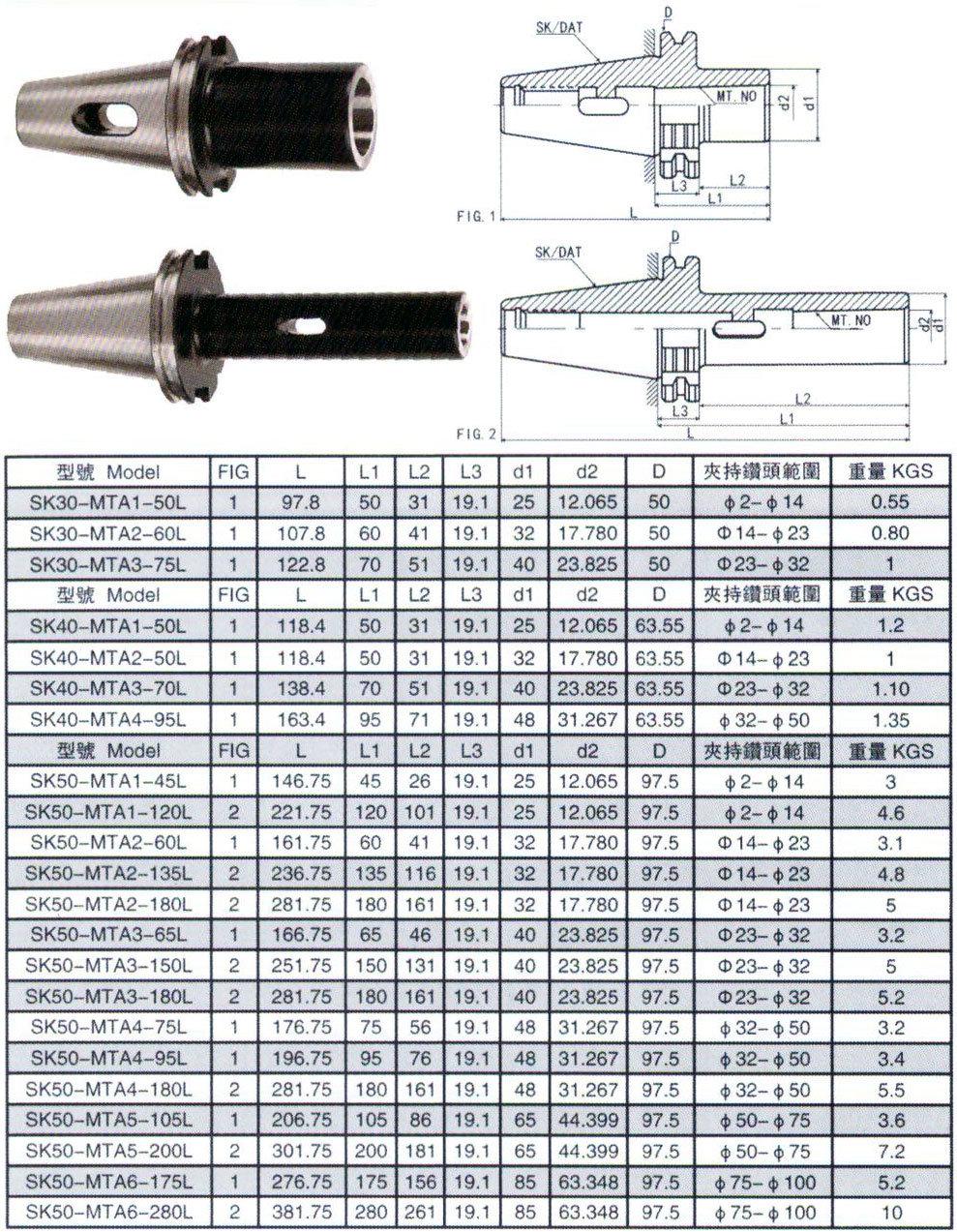 Bt/St/Nt/Jt/Sk/Dat/Cat Tool Holder, Sk50-Mta Morse Taper Adapter