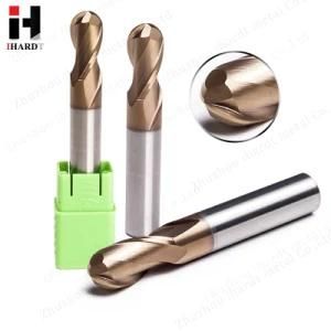 Chinese Manufature HRC60 2 Flute Carbide Ball Nose End Mills for Pre-Hardened Steel,