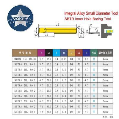 CNC Tungsten Steel Alloy Small Aperture Boring Tool Internal Hole Boring Tool Sbtr 1 2 3 4 5 6 7 8