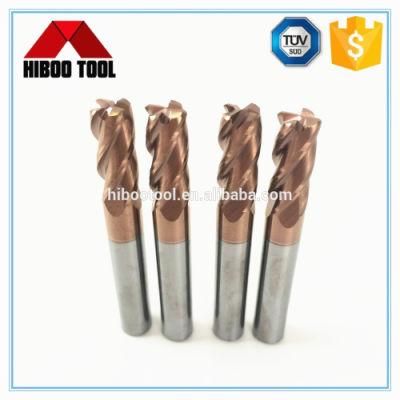 Bronze-Colored High Quality Carbide Corner Radius End Mills