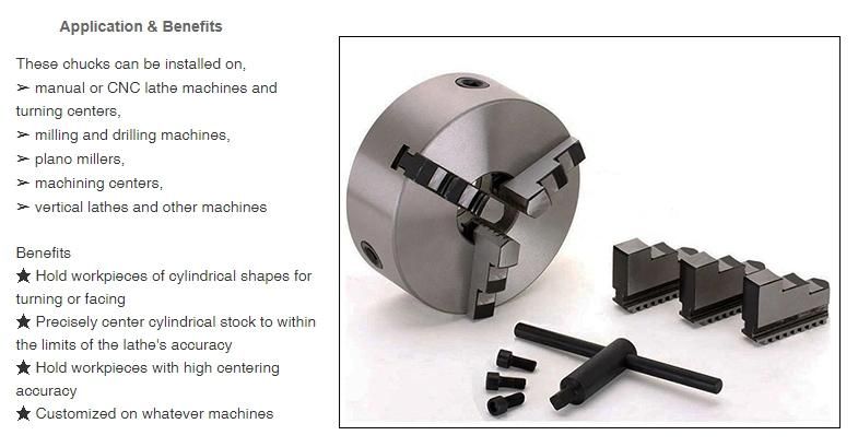 120 Degree Cylinder Center Chuck Self-Locking Four-Jaws 6 Inch Chuck