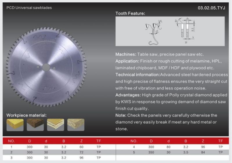 Kws Manufacturer 350mm Diamond Universal Woodworking PCD Circular Saw Blade