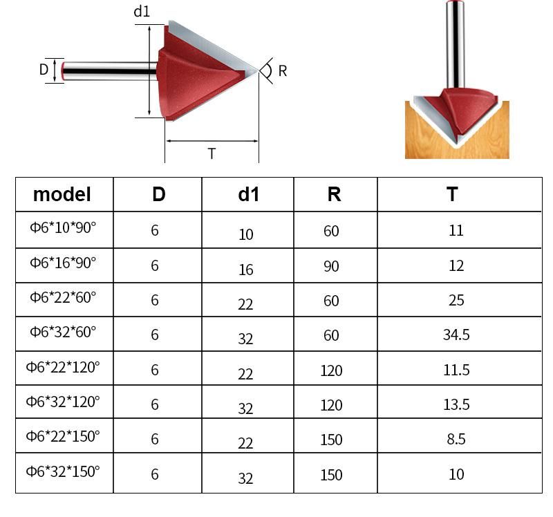 CNC Milling Cutter 6mm 3D Hardwood PVC Milling Cutting Round Groove Drill Bit Carbide Milling