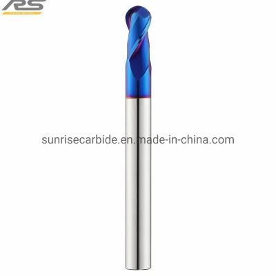HRC65 Carbide 2 Flute Standard Length Ball Nose End Mills for Cutting Tools