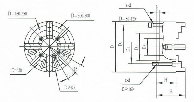 K72160 4 Jaw Independent Reversible Jaw Lathe Chuck for Sales