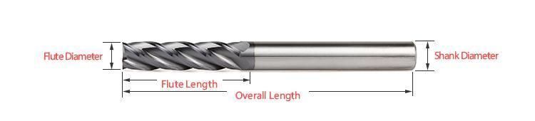 55HRC/45/50/58/65/HRC 2/3/4flute Solid Carbide Standard End Mill for High Performance Milling
