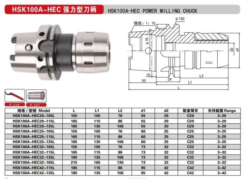 Hsk63A-HEC Power Milling Chuck Power CNC Tool Holder