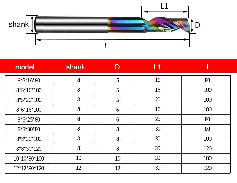 CNC Machining End Mill Carbide-Coated Tungsten Steel Cutting Woodworking Metal Aluminum Engraving Single-Edged Spiral Drill