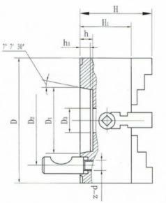 K72D 4 Jaw Camlock Independent Lathe Chuck for CNC Machine