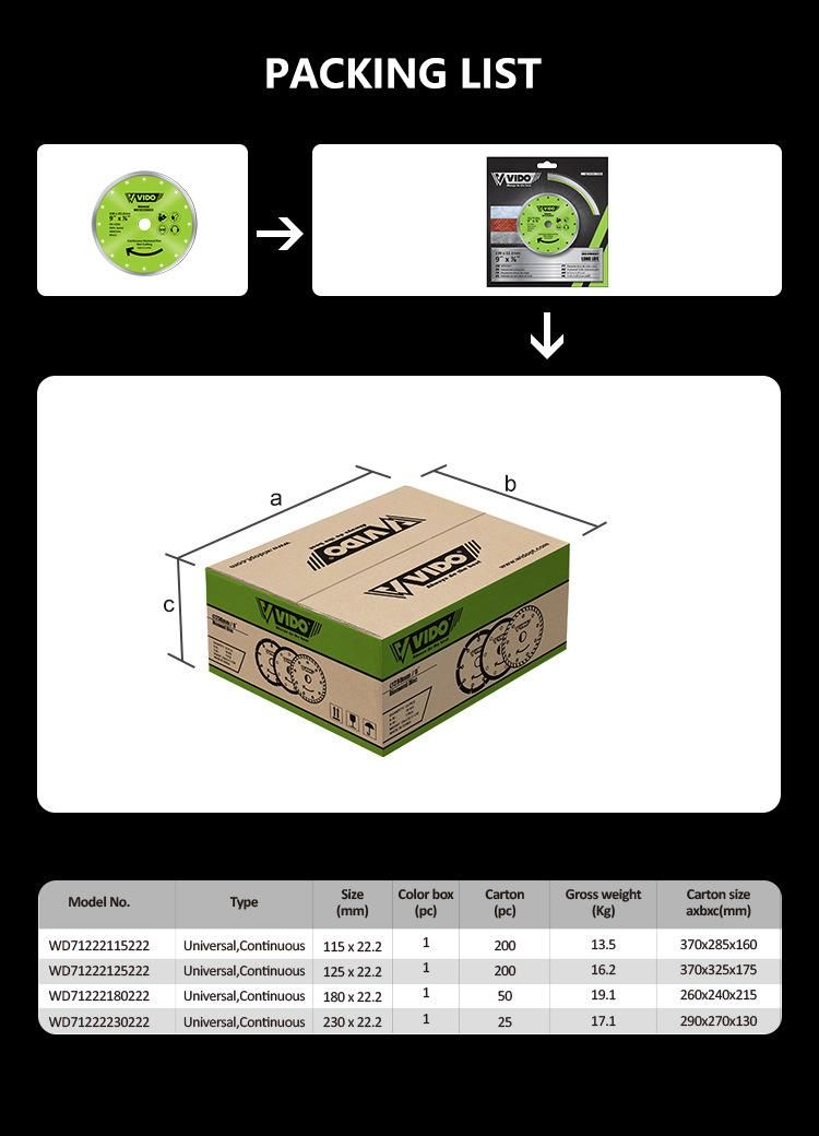 VIDO 180mm diamond wet saw blades disc for tile cutting mnarble cutter