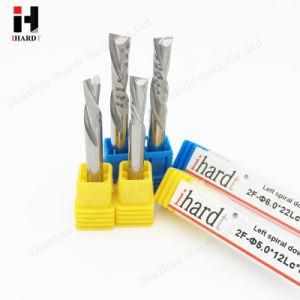 HRC55 Carbide Left Spiral Down Cut Cutter End Mills for Woodcutting