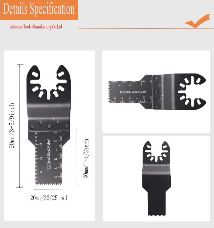 Quick Release Multi Tools Outlet 20mm Narrow Hcs Small Teeth Multi Oscillating Saw Blades for Wood