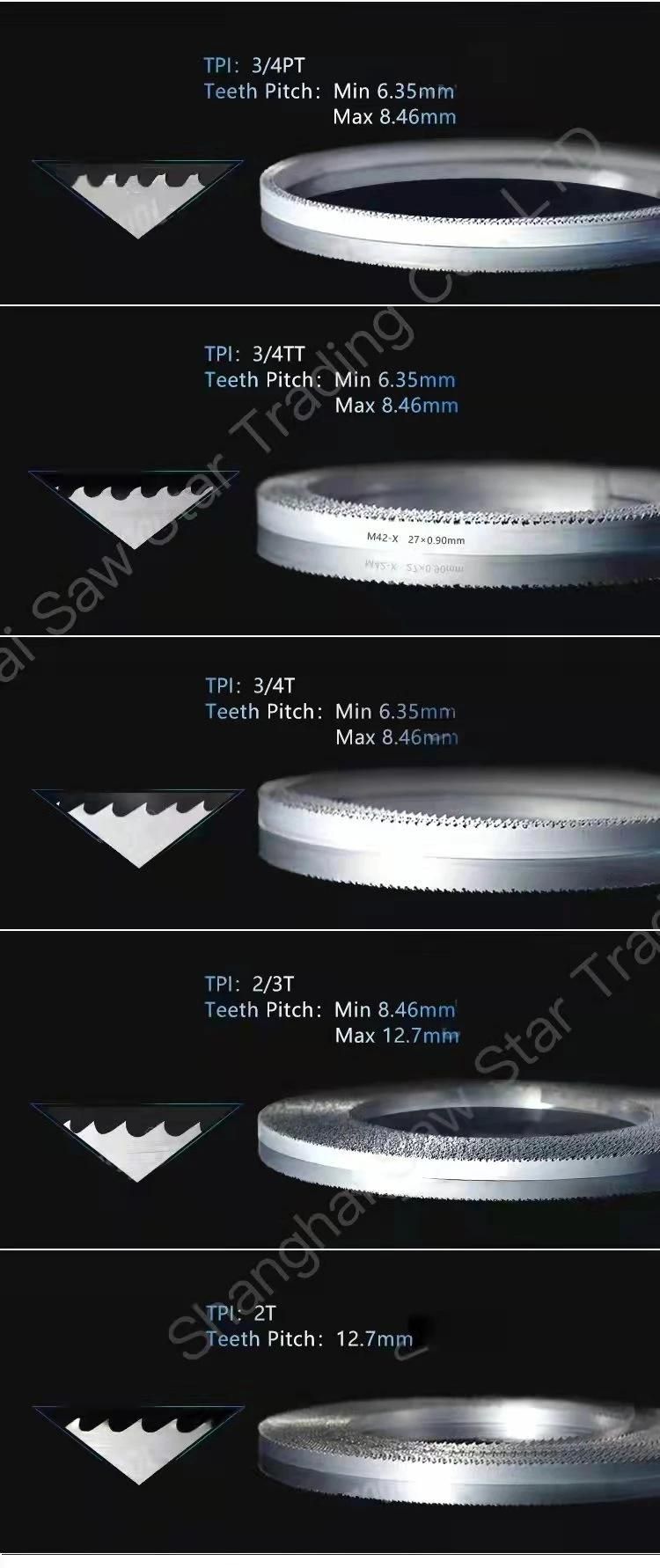 M42 4/6tt Bimetal Band Saw Blade for Sawing Thick Wall Pipe Structural Metal Side by Side