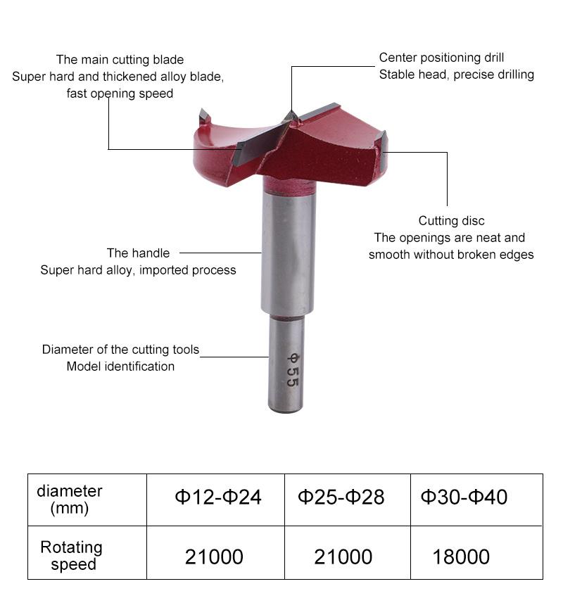 Woodworking Hole Opener Wooden Door Slotter Door Lock Hinge Boring Carbide Drill Self-Centering Hole Saw Tool