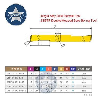 CNC Tungsten Steel Alloy Small Aperture Boring Cutter Double-Head Inner Hole Boring Cutter 2sbtr 2 3 4 5 6
